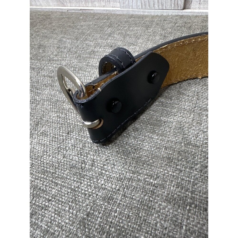 Mens Full Grain Leather Black Belt With Silver Tone Buckle Size 48 Dress Casual - Picture 5 of 5